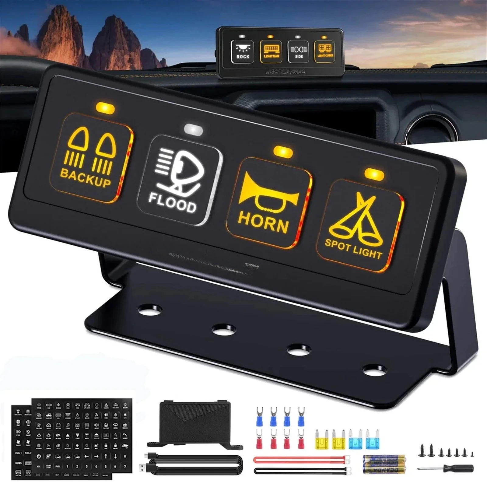 

Беспроводная панель управления на 4/6 кнопок, беспроводной радиус действия до 164 футов, универсальный блок реле 12В/24В для автомобиля и квадроцикла