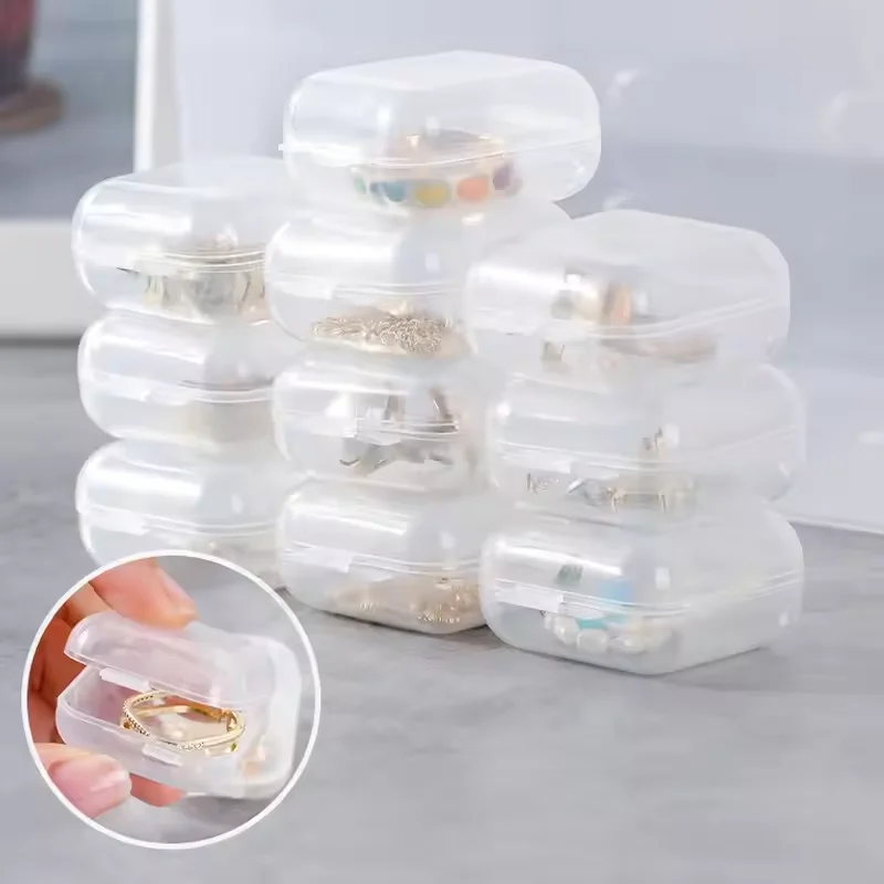 5-10pcs/set Mini Clear Plastic Storage Box Jewelry Storage Case Transparent Storage Organizer Multifunctional Portable Storage