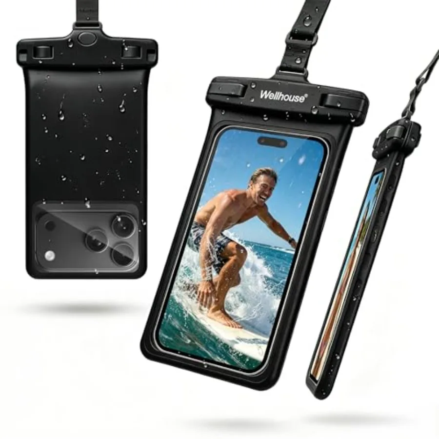 Waterproof Phone Pouch, Waterproof Phone Case for iPhone 17 16 15 14 13 Pro Max XS Samsung, IPX8 3D Cellphone Dry Bag Beach Ess