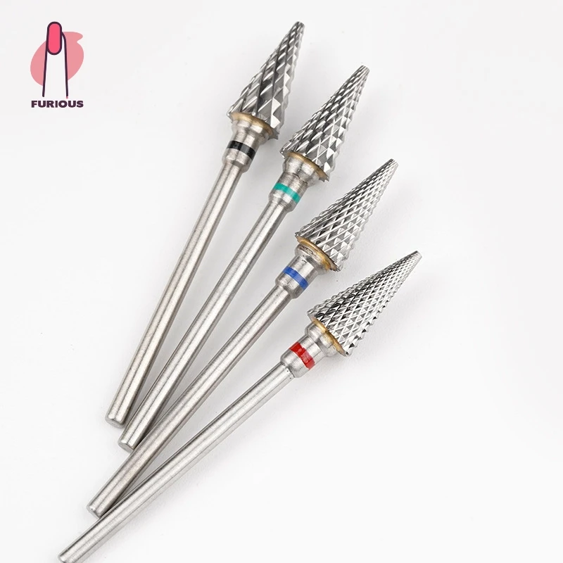 Punta da trapano per unghie con punta affusolata in carburo di alta qualità da 3/32 '' per manicure pedicure gel per cuticole rimozione lucidatura salone di casa