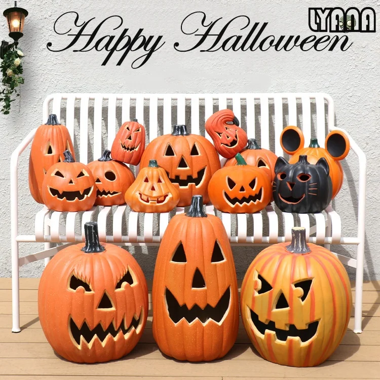 Plastic Ornamenten Lantaarn Outdoor Decoratie Rekwisieten Pompoen Licht Op Halloween Skelet Pompoenen Led Lights Halloween Decoraties