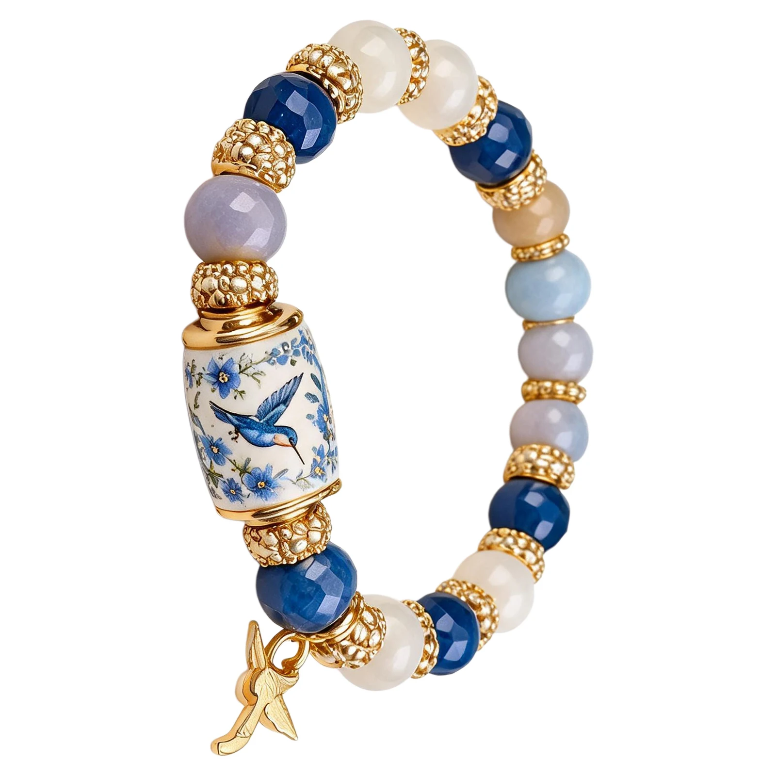 Colored Elastic Gemstone Beaded Bracelet Inspirational Charm Beads Bracelet for Strength Hope and Joy Jewelry Gift for Women