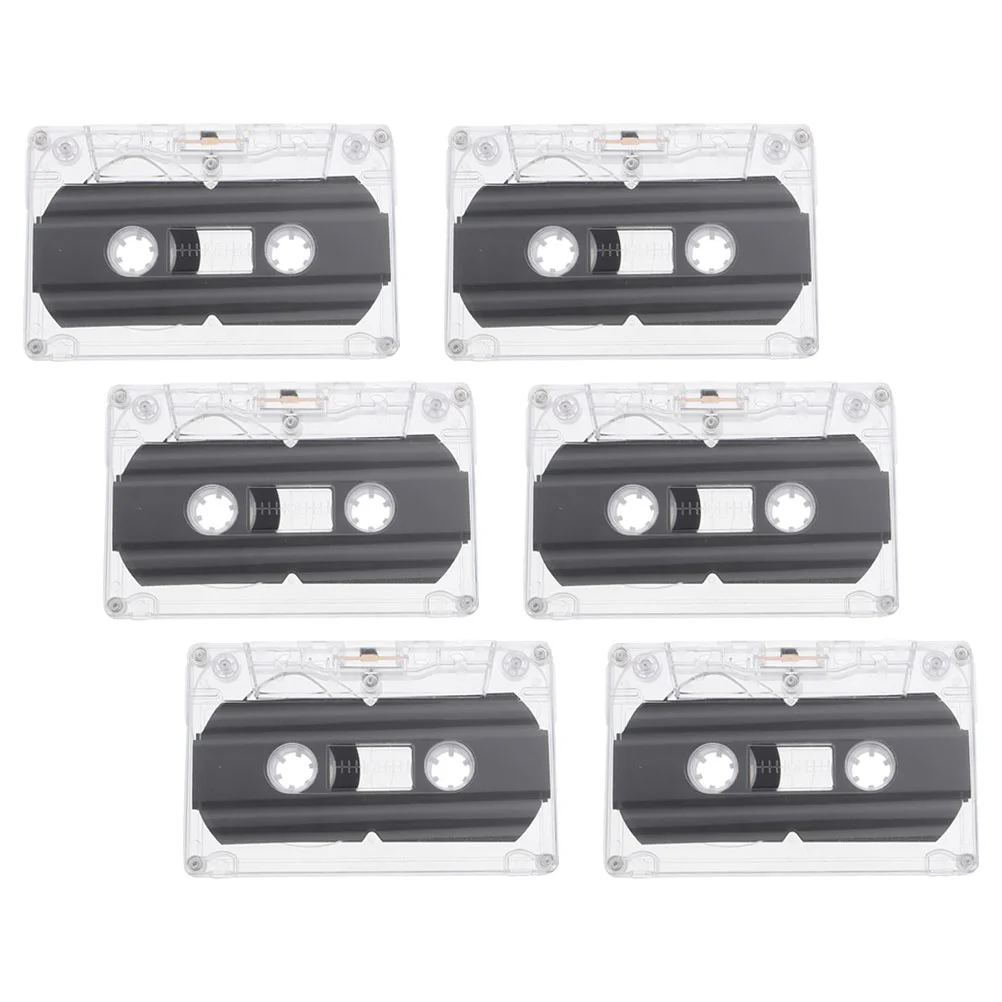 6 Pcs Cassette Transparent Tapes Vintage for Recording Plastic Audio