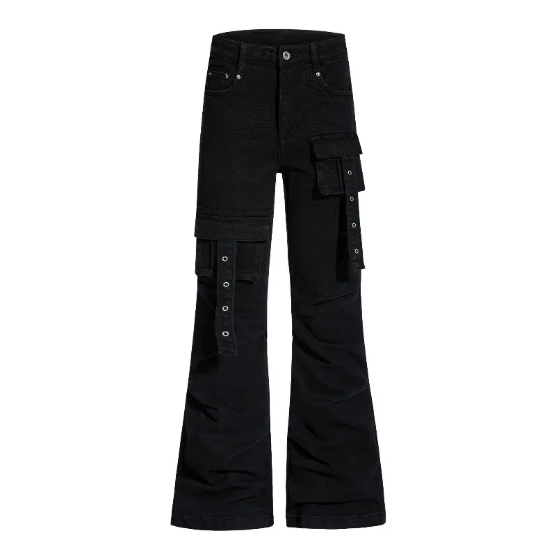 OR FL American Streetwear Brand High Street Micro 97 Cotton Women Cargo Trousers Multiple Pockets Fold Tight Look Taller Slacks