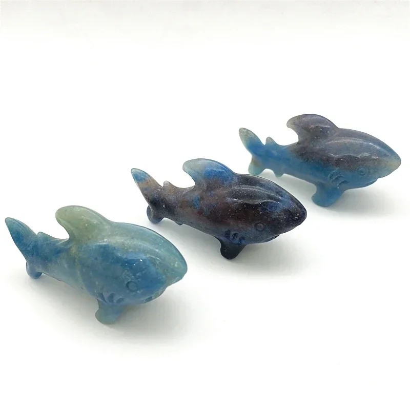 

1PC Natural Healing Crystal Trolleite Shark Shaped Animal Figurine Gems Ornament Spiritual Belief Crafts Home Decoration Gift