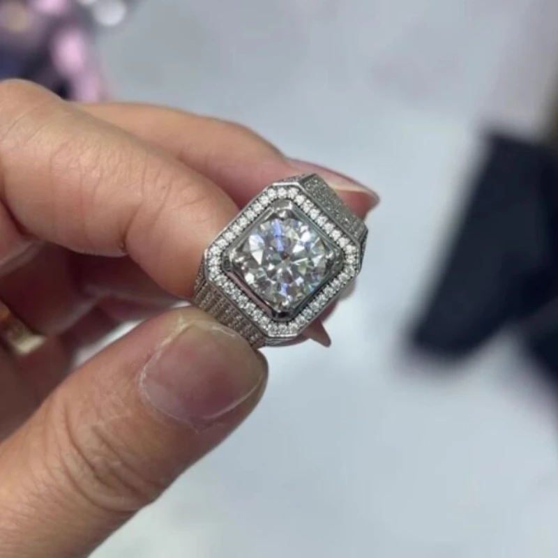 Unique Male 3ct Lab Diamond Ring 925 sterling silver Jewelry Engagement Wedding band Rings for men Luxury Party accessory 3