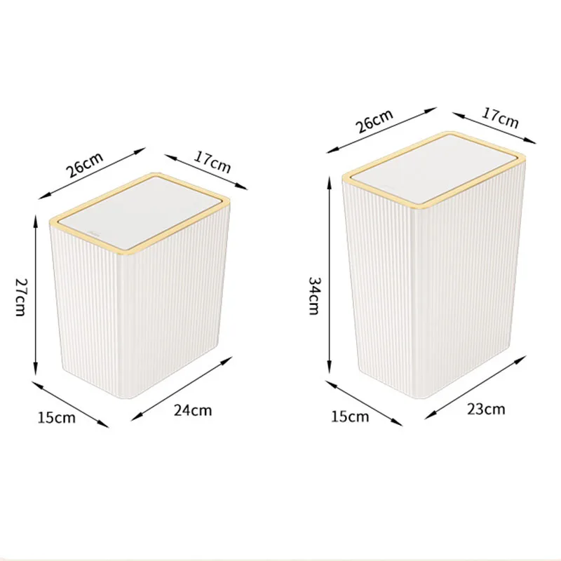 15/12L Press Type Kitchen Trash Can Living Room Bathroom Waste Bins with Lid Toilet Waterproof Gap Trash Bin Home Wastebaskets