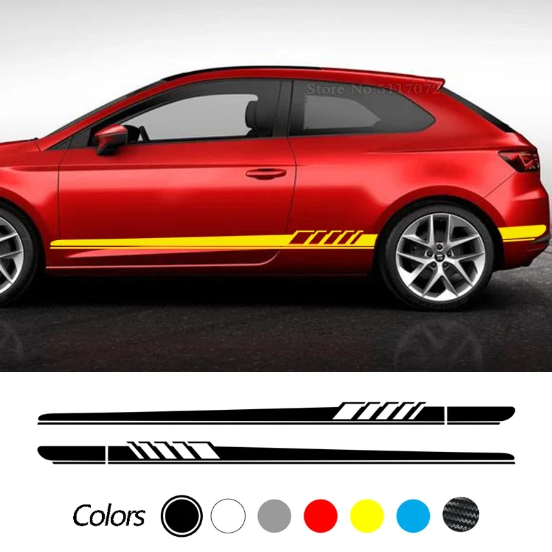 

2Pcs Car Long Side Stripe Door Sticker Auto Vinyl Film Decal Tuning Accessories For Seat Leon MK3 MK2 Ibiza 6J 6L FR Ateca Arona