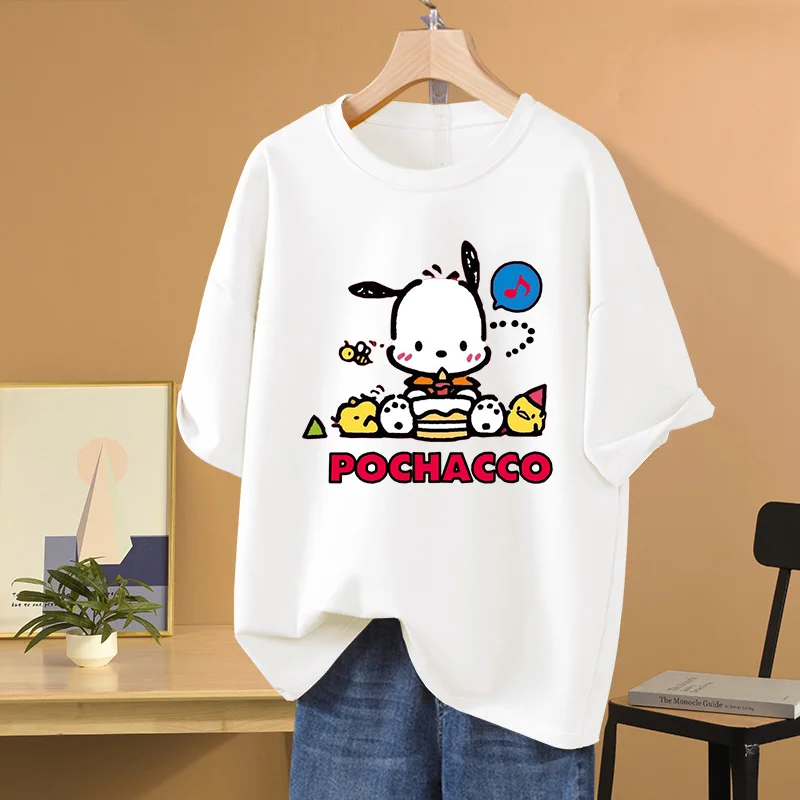 Sanrio Pochacco Men's and Women's printing T-shirt men and women casual street sports student couple T-shirt