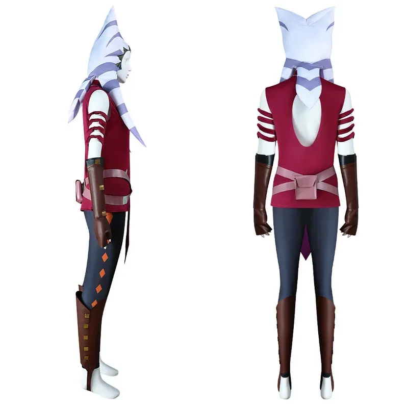 영화 클론 아소카 코스프레 우주 전투 의상 변장 성인 여성 롤플레이 판타지아 의상 할로윈 파티 판타지 슈트 jk;6