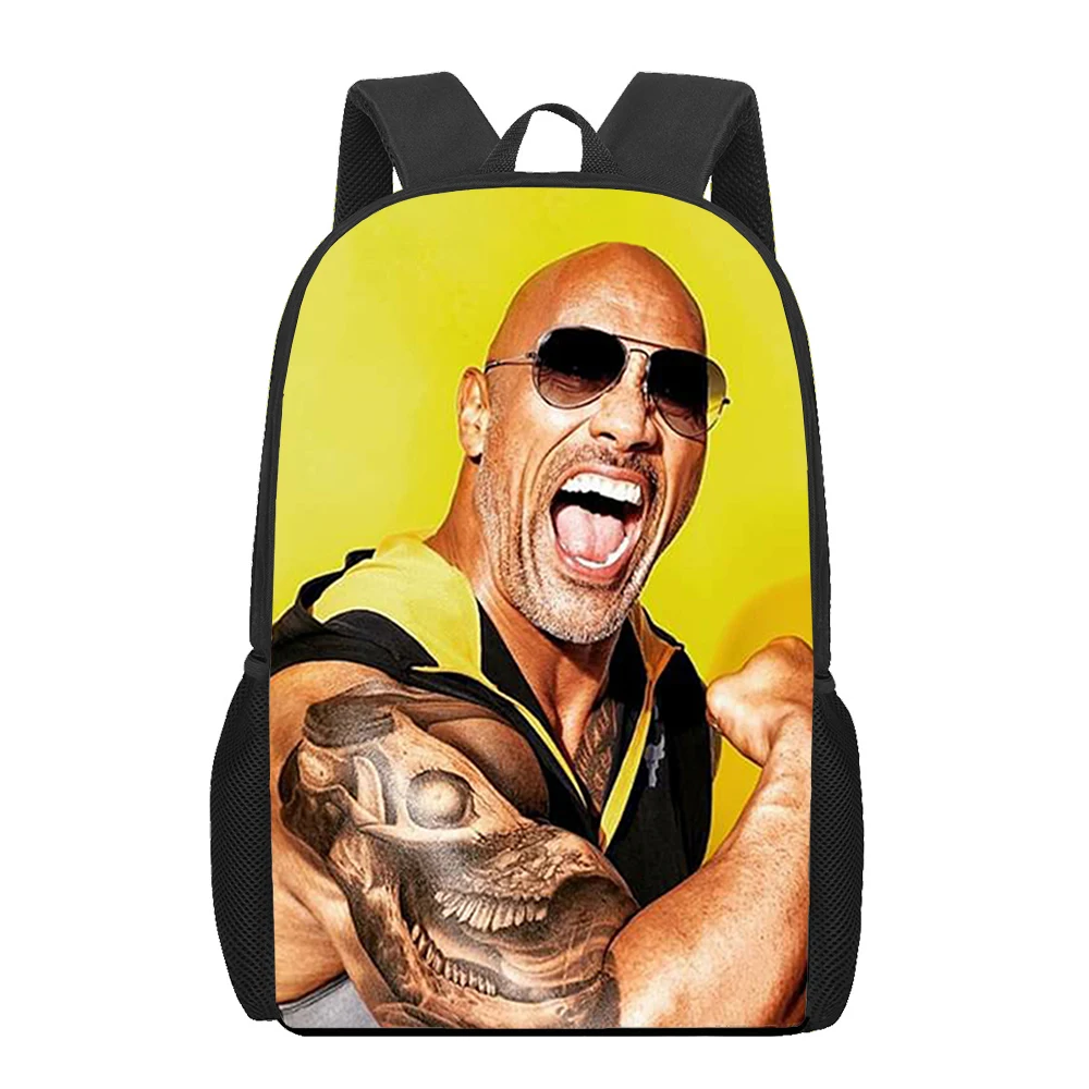 Dwayne Douglas Johnson tas sekolah pola 3D, ransel hadiah anak lelaki perempuan kasual remaja harian