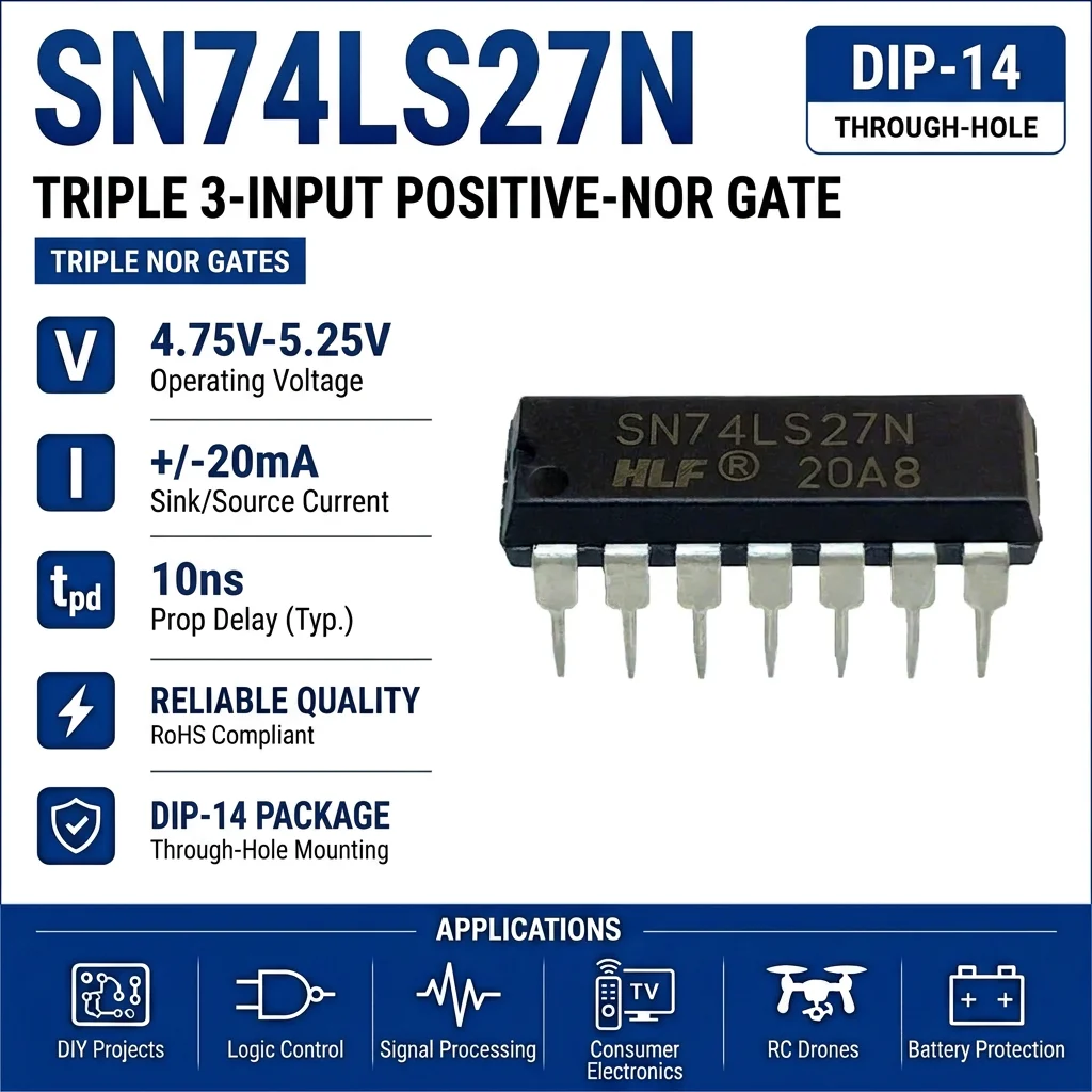 (25 pcs) SN74LS27N DIP-14 / SN74LS27DR SOP-14 SN74LS27 Triple 3-Input NOR Gate