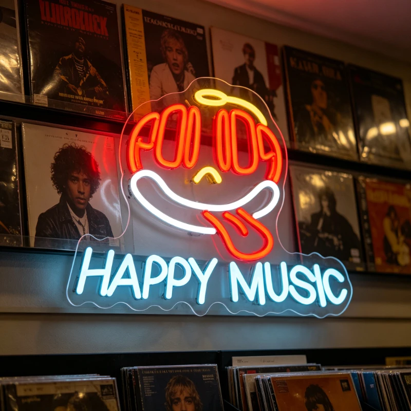 Party Games Shop - Letreiro de Neon Happy Music, Luz