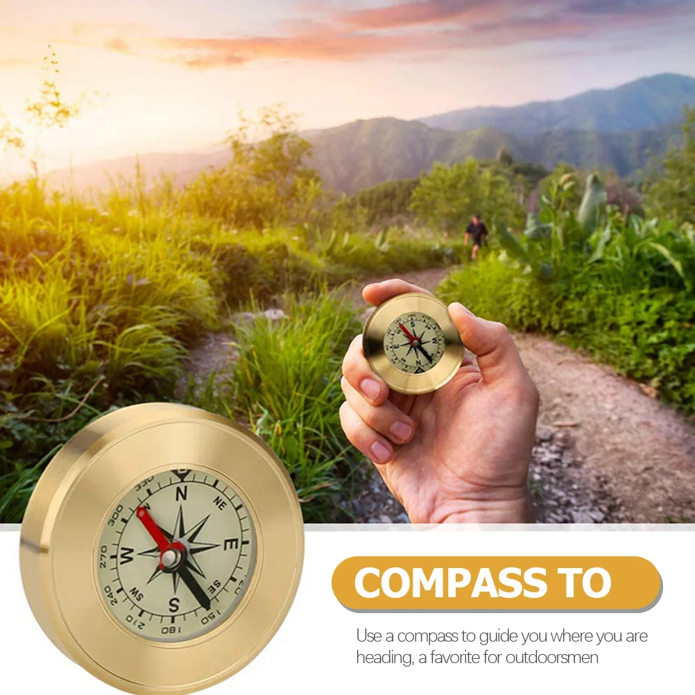 

Brass Compass Vintage Copper Outdoor Camping Hiking Portable Waterproof Navigation Pocket Style Survival Gear