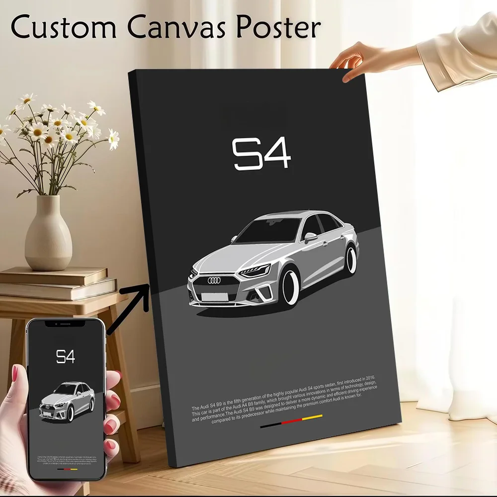 German Car S4 B9 Canvas Poster Customizable Printed Canvas Painting Wall Art for Fans Living Room Decorations Gamer Decoration