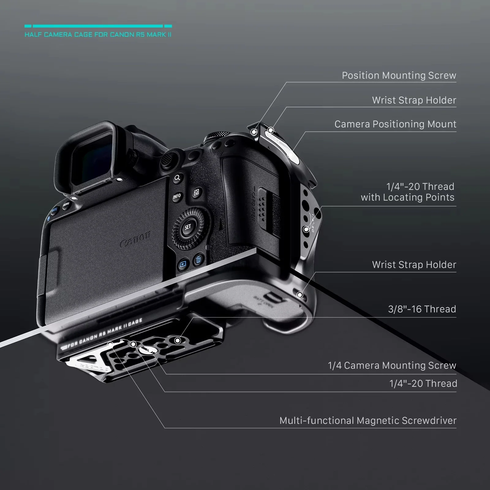 TILTA TA-T68-FCC-B Full Camera Cage Lightweight Protection Aluminium Alloy Cage for Canon R5 Mark II