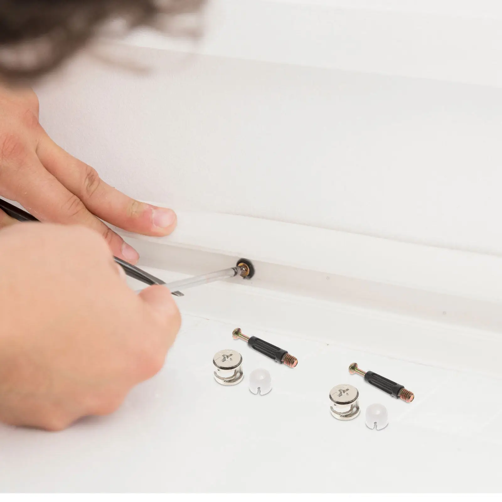 100Sets Cam Lock Fitting Kit Pre Inserted Nuts Barrel Nuts Furniture Connectors for Cabinet Assembly Easy Installation
