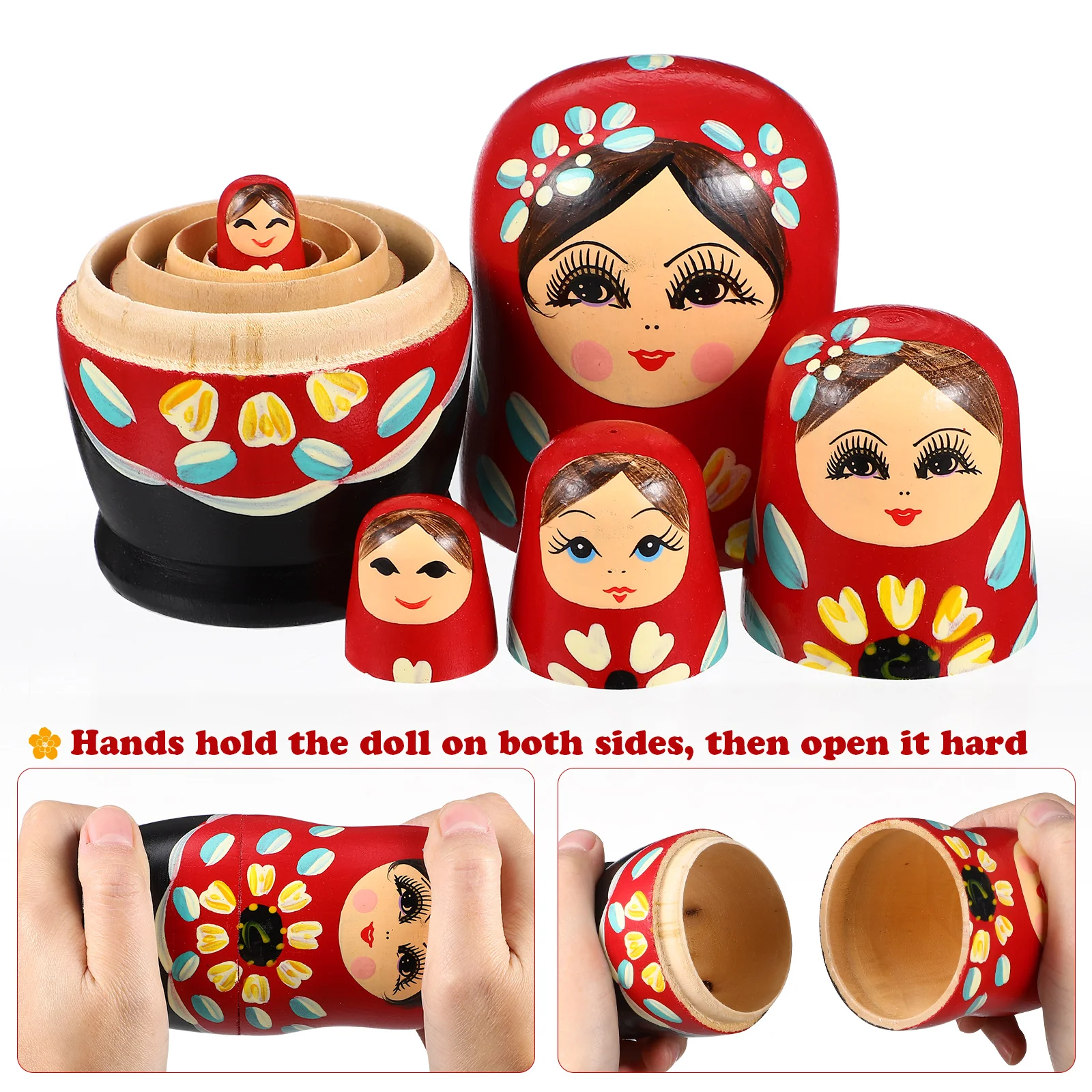 5 Pcs Matryoshka Russian Nesting Dolls Gift for Adult Funny Bright Color Stacking Cartoon