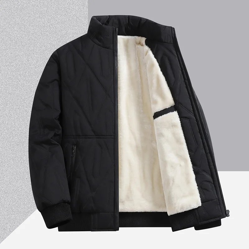 

Теплые парки из овечьей шерсти для папы, хлопковая куртка со стоячим воротником для среднего и пожилого возраста, ветрозащитная толстая хлопковая куртка