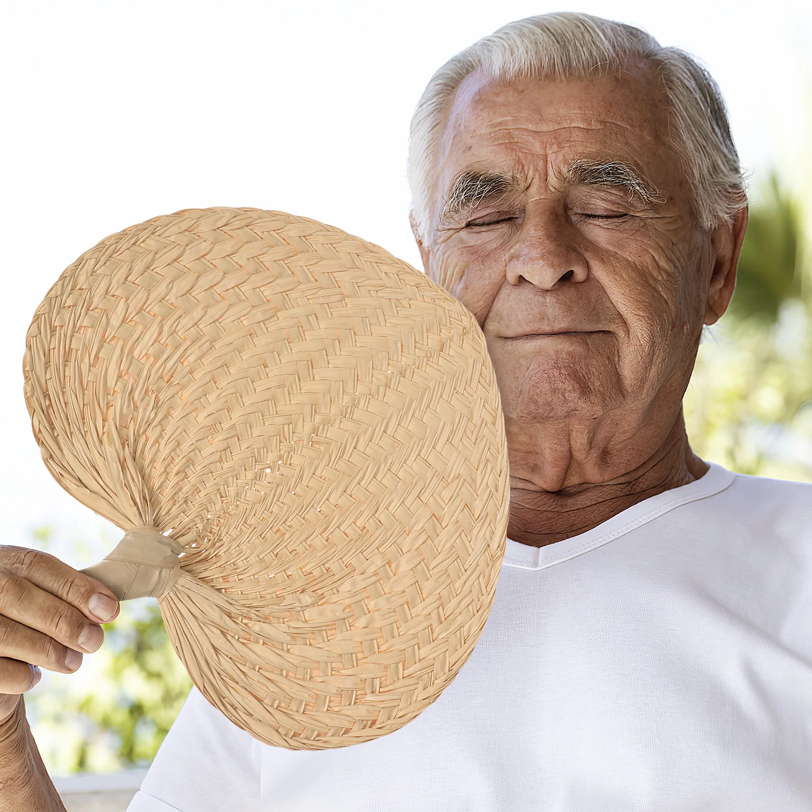 

Portable Cool Straw Fan Handmade Cattail Leaf Summer Travel Lightweight Home Outdoor Walk Use Exquisite Detail