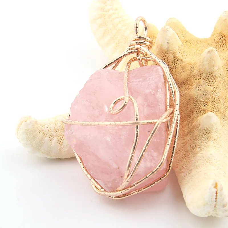 Wholesale Rose Quartzs Amethysts Irregular Natural Stone Pendants DIY for Necklace or Jewelry Making image 4