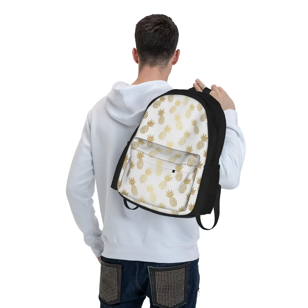 Gold Ananas Muster Rucksäcke Jungen Mädchen Bücher tasche Studenten Schult aschen Cartoon Kind Reise Rucksack Umhängetasche große Kapazität