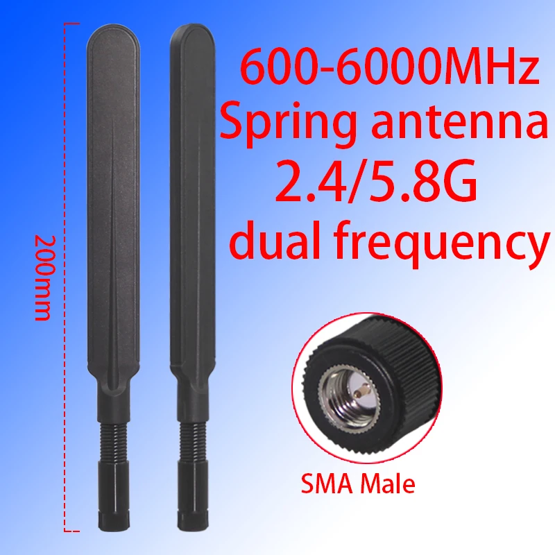 Spring Rubber Rod Antenna SMA 600‑6000MHz Full‑Band 2.4G 5.8G 868MHz 915MHz LoRa WAN Signal Booster Router Signal Enhancement