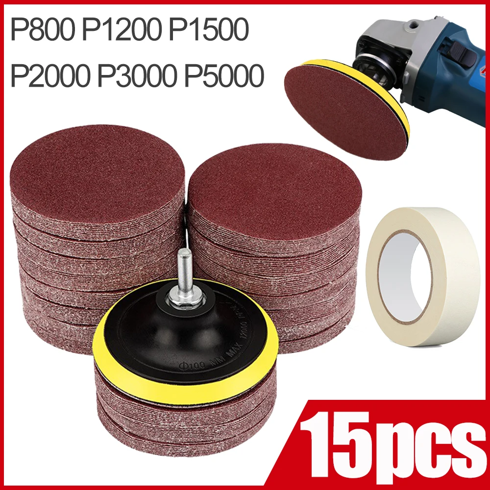 

3 Inch 75mm Sandpaper Sanding Disc For Metal Auto Wood Car Wheel Restoration Sanding Polishing Kit 15pcs P800 P1200 P2000 P5000