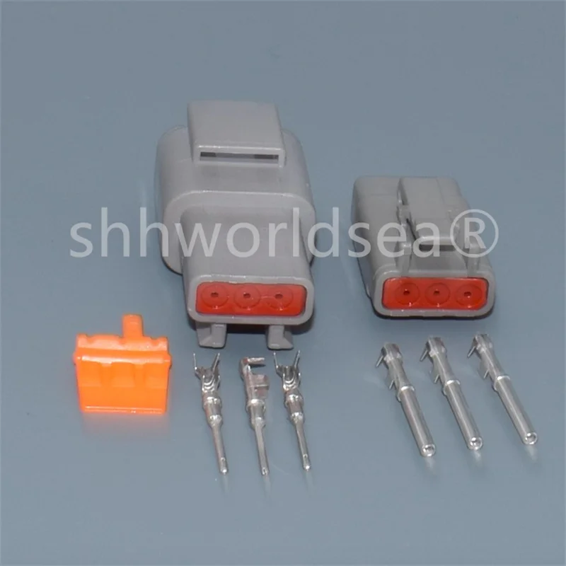 Shhworldsea 2/100Sets 3Pin Wire Connector Gray Waterproof Female Male Auto Plug DTM06-3S ATM06-3S DTM04-3P ATM04-3P