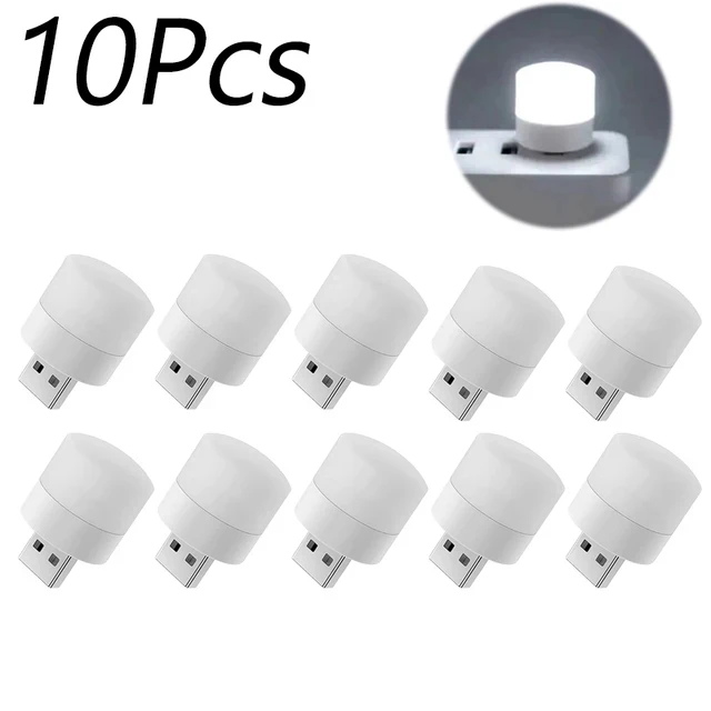 10/1 STKS USB Nachtlampje Mini LED Nachtlampje USB Plug Lamp Power Bank Opladen USB Boek Lichten Ronde Lezen Oogbescherming Lamp