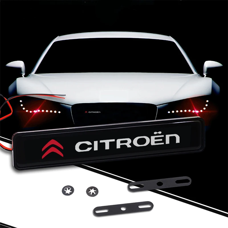 Car Decorative Light LED Front Hood Grille Emblem Badge Decor for Citroen Cactus Saxo Berlingo C4 C3 C5 C1 Grand Jumpy Picasso