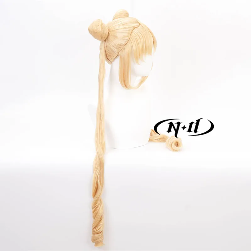 ND Usagi Tsukino تأثيري الباروكات بحار القمر أنيمي تأثيري طويل شقراء خصلات الشعر المستعار ل كوميك كون Coser مقاومة للحرارة الاصطناعية