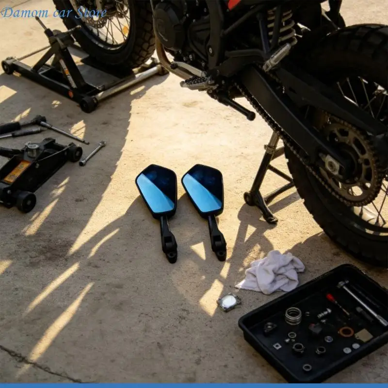 A2UC Motorcycle Side Mirror Pair for Urban Travel and Regular Check Tasks