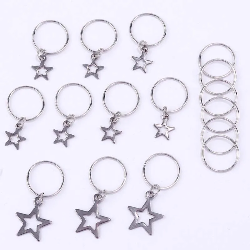 

16Pcs/set Silver Five-pointed Star Design Hair Braids for Women Girls Cute Crown Key Letters Pendant Hair Clip DIY Headdress