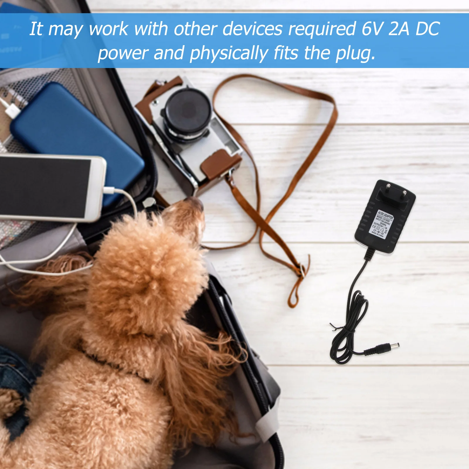 

100-240V Universal 6V 2A Power Adapter Eu Plug 5.5Mm X 2.1Mm Black Compact Travel Home Use Durable Plastic Metal