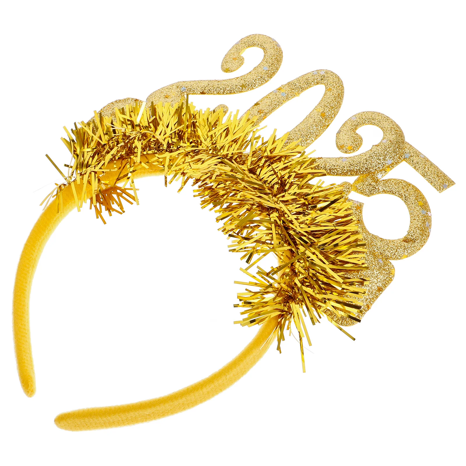 

2025 Glitter Tinsel Star Hairband New Year Headband Tiara For Happy New Year Eve Party Favors Supplies Silver Party Hat Decor