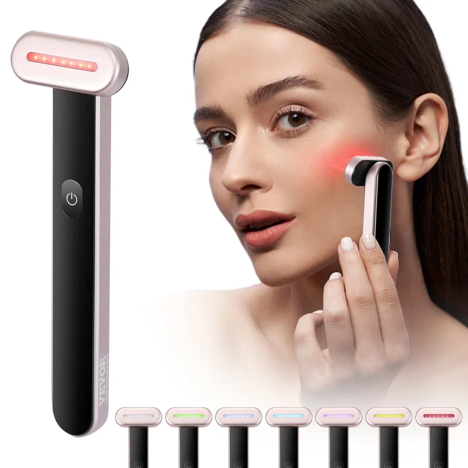 7Color LED Facial Wand Red Light Therapy Device With Heatig Therapy Microcurrent Vibrating Massage, Portable LED Beauty Wand 2