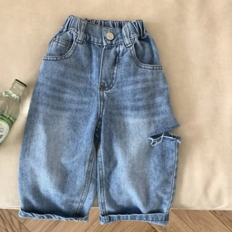 

Children's Denim Shorts, Baby Pants, Summer Thin Style, Boys' Summer Clothing, Children's Seven Point Wear And Tear Out Trend