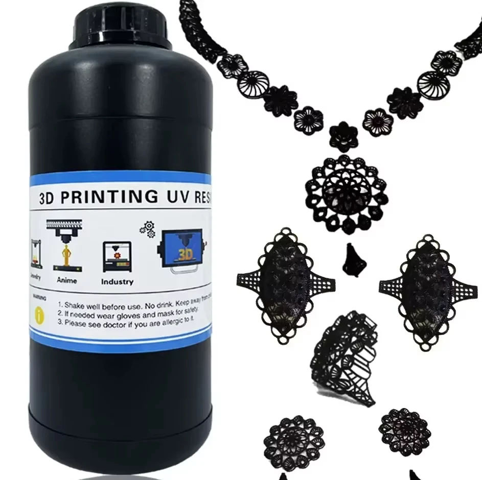 

500g/1000g Black Color Liquid Photopolymer Wax 405nm Jewelry Castable Resin 3D Printing Resin For LCD/DLP/SLA 3D Printer