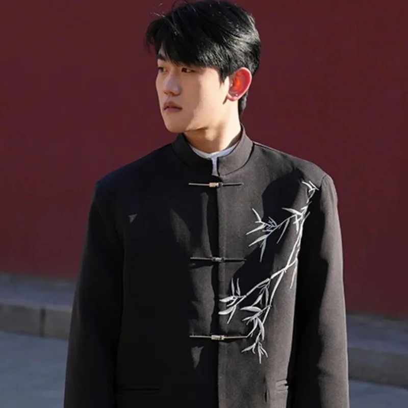 Blazers Men Casual Stand Collar Fashion Design Chinese Style Special All-match Cozy Temperament Streetwear Charming Students New image 3