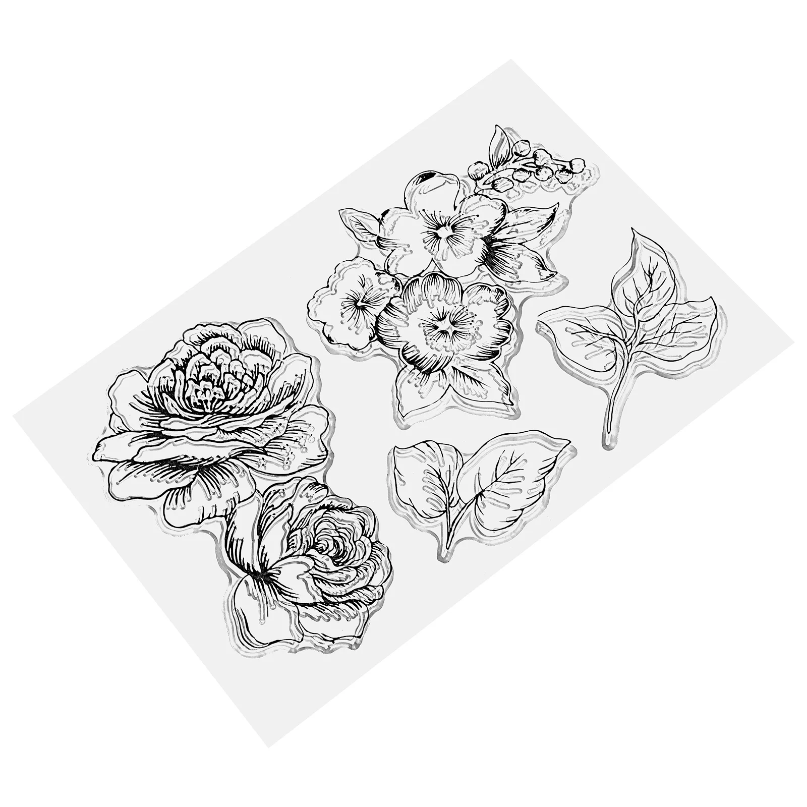 Handbook Rubber Stamp with Flowers Leaves Postage Stamps for Crafting Scrapbooks Decorative