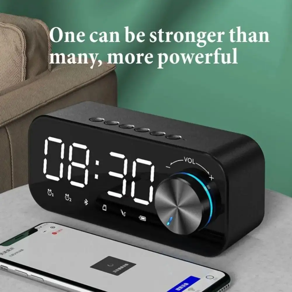 High Volume Bluetooth Speaker Small Size Clock Function Mini Alarm Clock Wireless Connectivity Portable Design