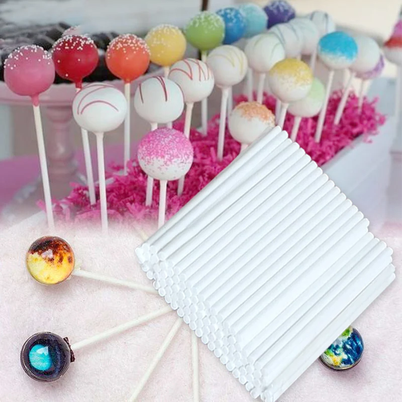 100 pcs Solid Core Paper Lollipop Sticks 100mm*4mm Stick Lolly for Fondant Candy Chocolate Cake Pop Cupcakes Making Mould