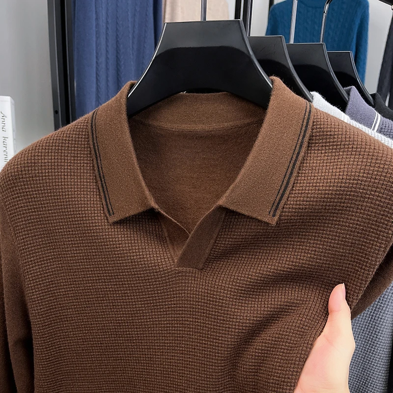 

Осенне-зимний мужской трикотаж-поло с воротником-чайкой в виде базового слоя для новичков 2025 года.