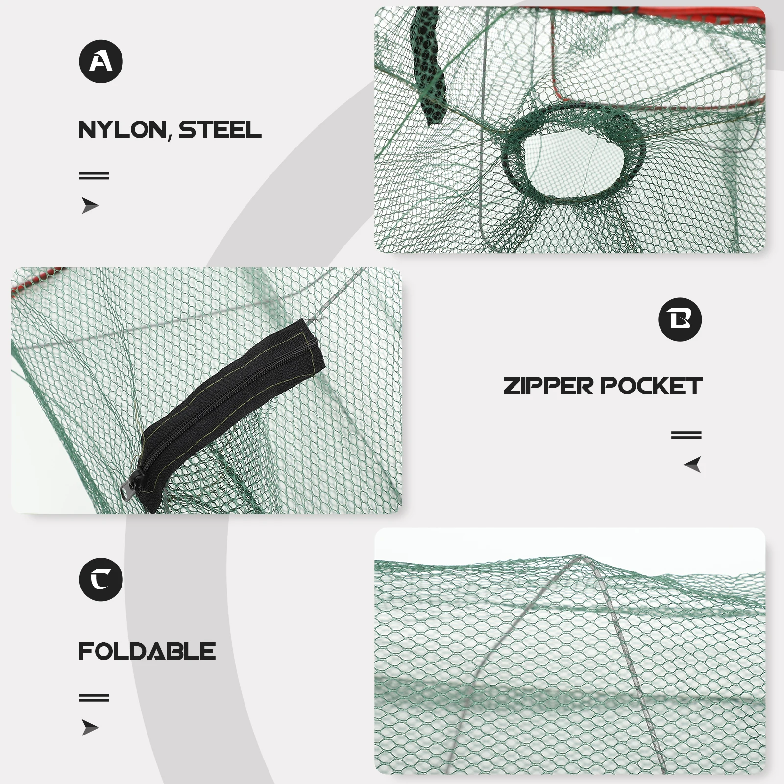 

10 Pcs Foldable Rectangular Fish Cage Shrimp Net Nylon Mesh Fishing Net Crab Lobster Aquaculture Fishing Cage (Random Color)