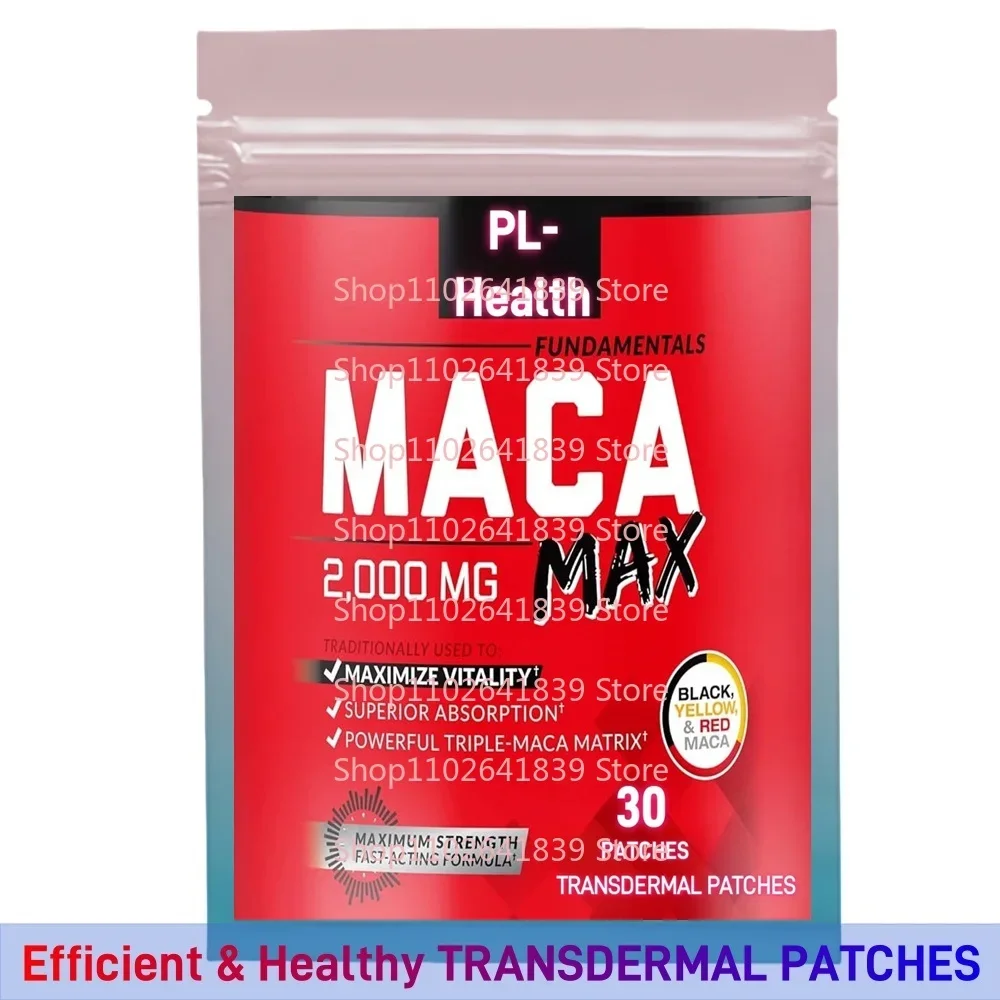 30 Patches Maca Root Transdermal Patches with Black + Red + Yellow Peruvian Maca Root Extract for Men and Women