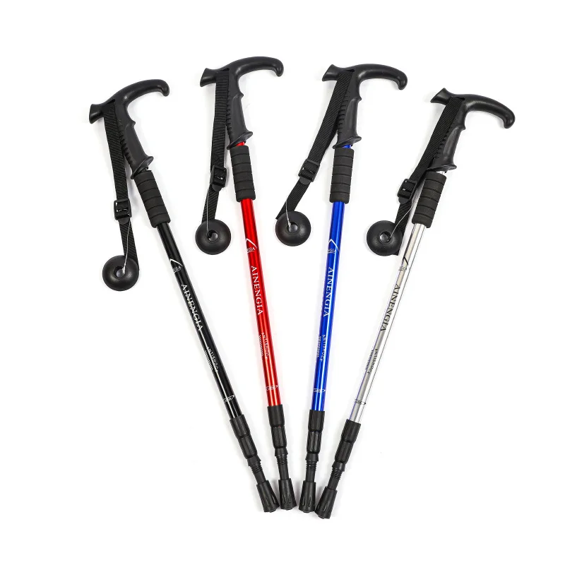 الرياضة في الهواء الطلق أقطاب المشي لمسافات طويلة تلسكوبي للطي قصب المشي لمسافات طويلة تسلق عصا للمشي عصا للمشي المعدات في الهواء الطلق
