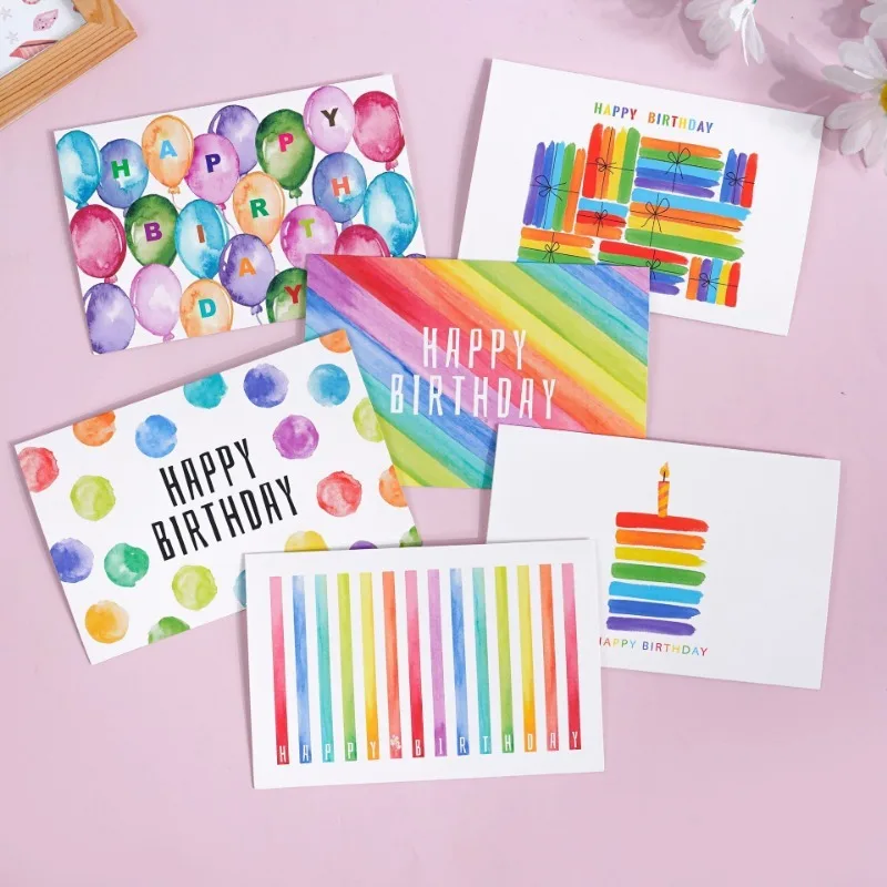 

24 Sheets Colorful Happy Birthday Greeting Card Birthday Invitation Card Set with Envelope Folding Gift Decoration Blessing Card