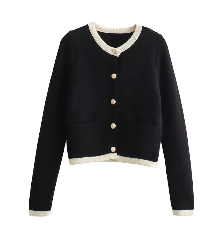 

Spring 2024 Women's Slimming Versatile Single-Button Knitwear Sweater Long Sve ort Sle Commute Trend Acrylic Fabric