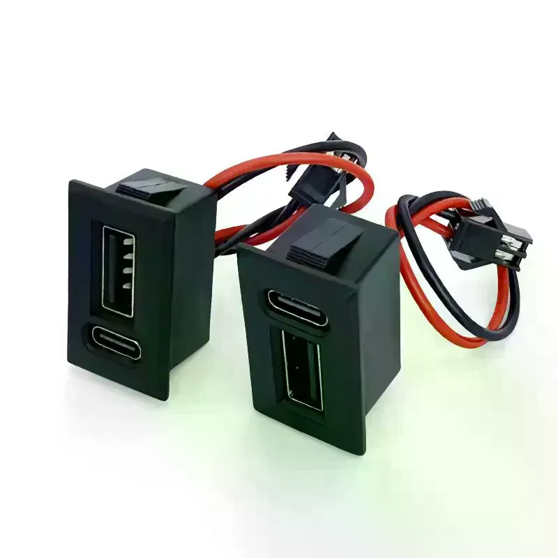 USB Female Base Type-C Double-Layer Socket Lamp Charging Socket Power Phone Socket With Cable Connector